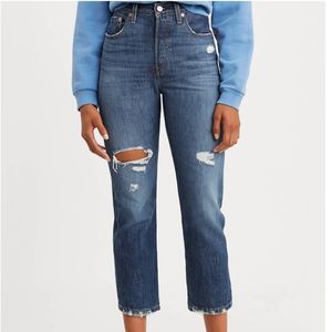 NWT Levi's 501 high rise cropped straight leg Button Fly jean